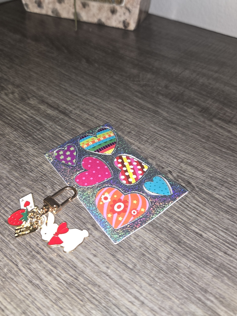 Colorful Heart Sticker Sheet with Cute Bunny Charm